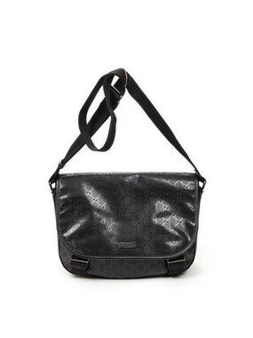 Gucci Large Flap Messenger Black Guccissima Imprint Canvas